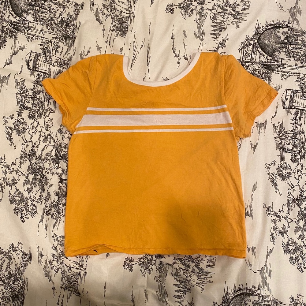 Me to We Yellow Striped Crop Top